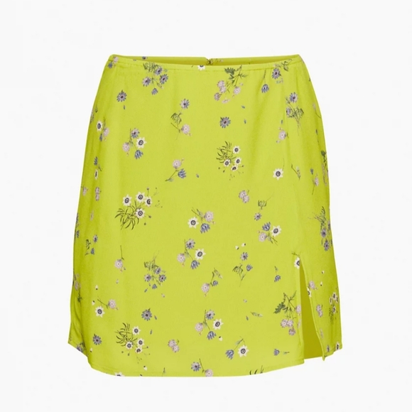 SUNDAY BEST Tatiana Skirt Pear Green Purple Taupe Floral Mini Size 4 Aritzia - Picture 14 of 15